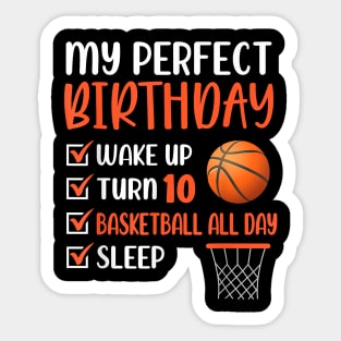 10 Year Old Basketball Birthday Party 10th Boy Bday Ten Sticker